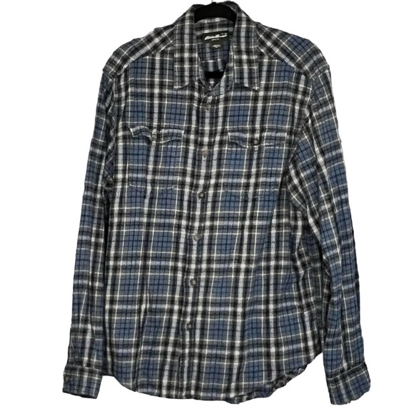 Eddie Bauer Blue Men's XL Button up Flannel Shirt‎ - Picture 1 of 6